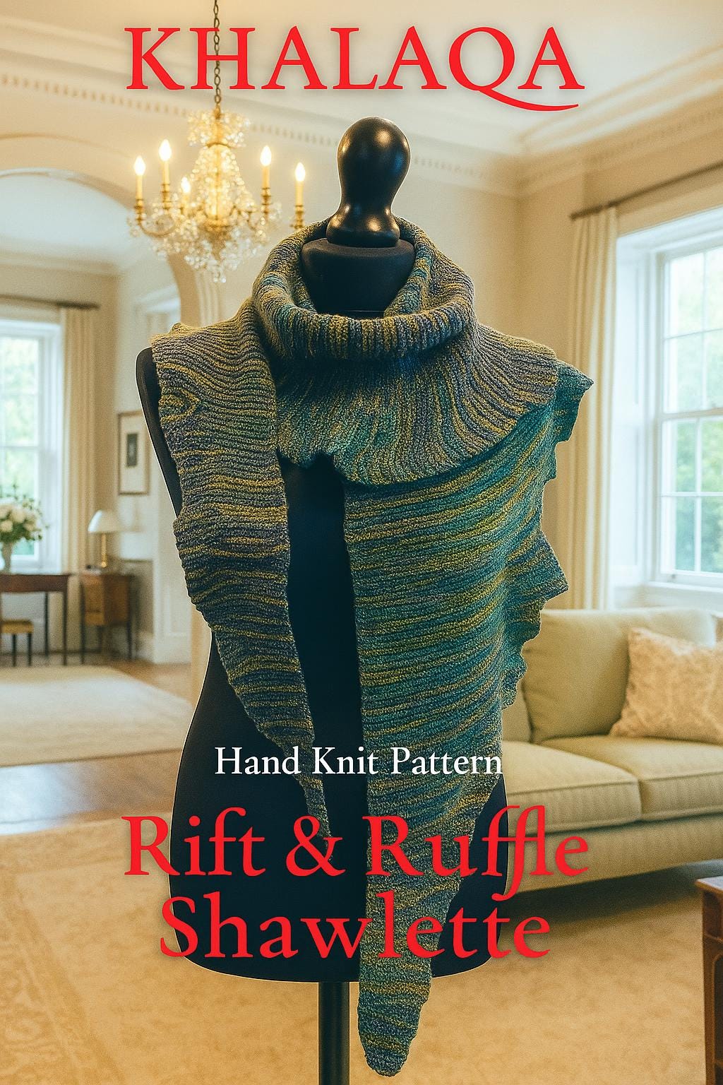 Rift & Ruffle Assymetric Shawlette Knit Pattern PDF, Beginner Shawl Hand Knit Pattern, Instant Download Cowl Pattern, Knitting Accessories