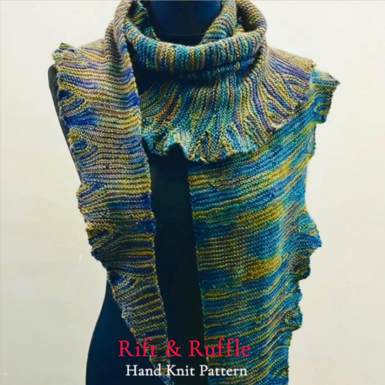 Rift & Ruffle Shawlette Knit Pattern: Asymmetric Beginner Cowl (PDF)