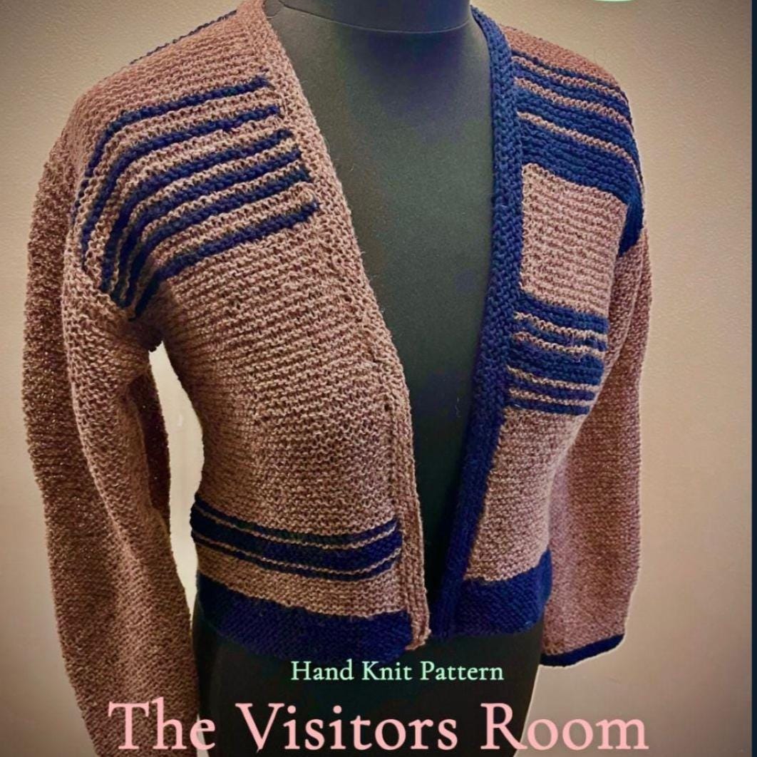 Visitors Room Cardigan Knitting Pattern: Beginner Hand Knit Sweater (PDF)